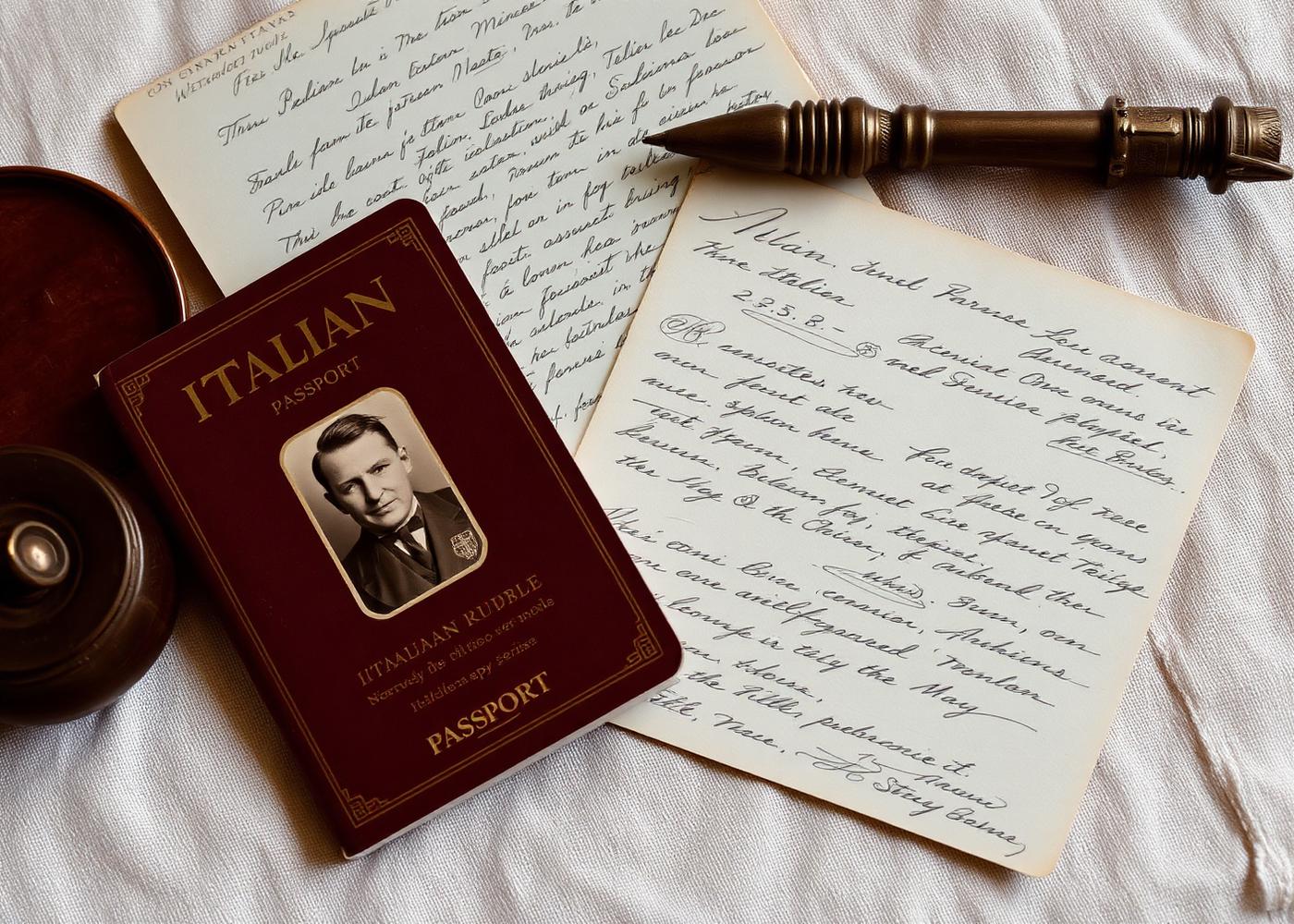 Vintage Italian passport and family documents